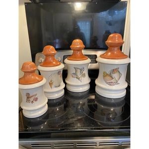 Hand Painted Seashell Kitchen Canisters